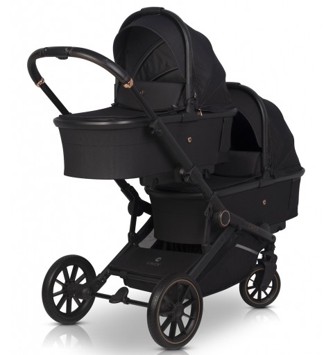 Cavoe Avec - rozwojowy wózek dla bliźniąt, rok po roku z dwoma gondolami | Meteorite